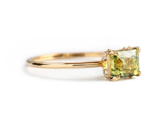 Classic Square Diamond Emerald Ring in 925 Silver