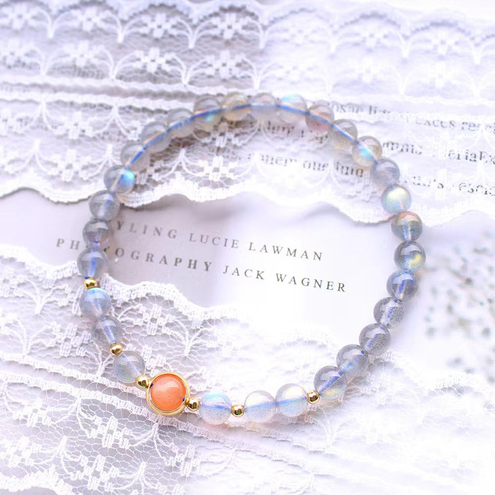 Natural Gray Moonstone Dayangshi Heart Bracelet