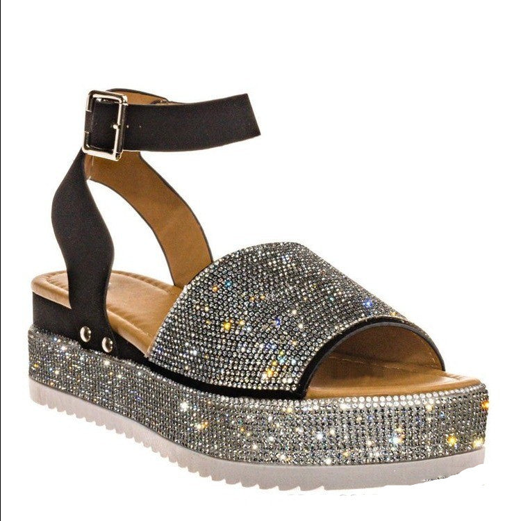 Rhinestone Platform Sandals for Women - Summer Fashion