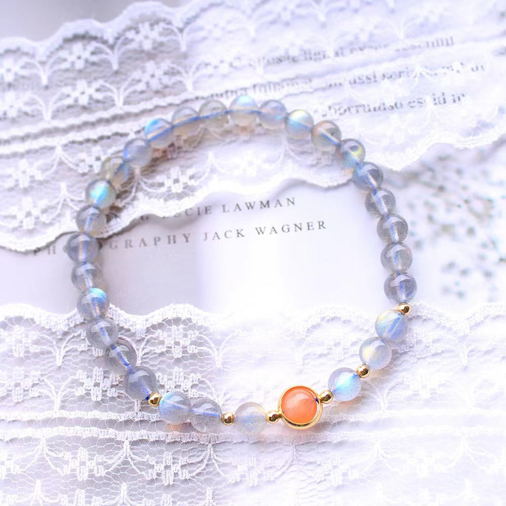 Natural Gray Moonstone Dayangshi Heart Bracelet